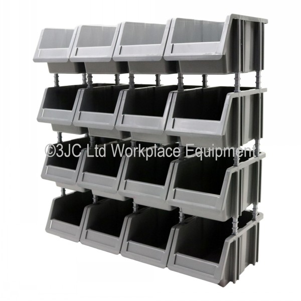 Stakabin Freestanding Plastic Parts Bins Set 3 3JC